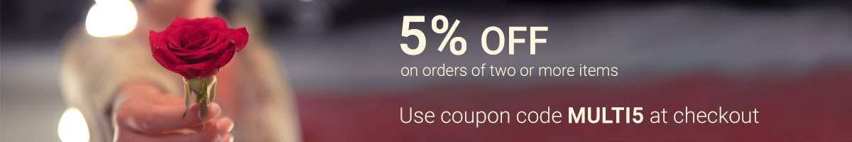 5% off on orders of two or more items. Use coupon MULTI5 at checkout.