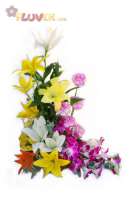 Exotic Arrangement of Assorted Lilies, Orchids and Carnations