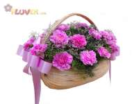 Purple Carnations in a Basket