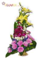 An Arrangement of Lilies, Orchids and  Pink Carnations