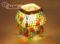 Small Square Patterned Multi-coloured Mosaic Glass Lamp