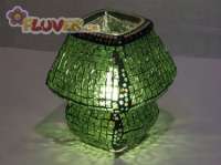 Emerald Green Square Patterned Lamp