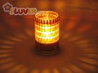 Orange & Yellow Square Patterned Candle Lamp