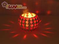 Small Round Candle Lamp with Red Hearts