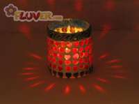 Small Candle Lamp with Red Hearts