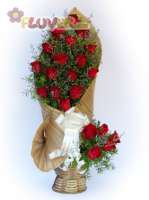 Red Roses in a Twist-Wrap Basket